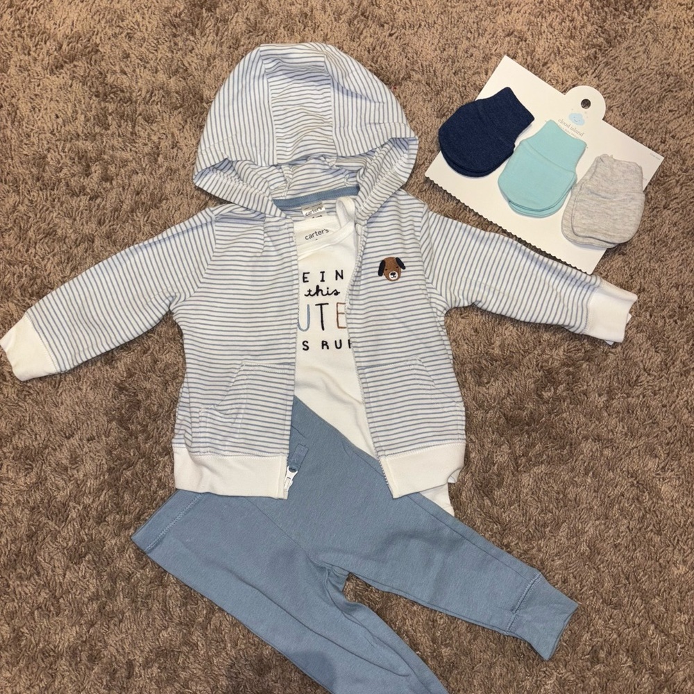 NWT: Striped Baby Hoodie and Pants Set